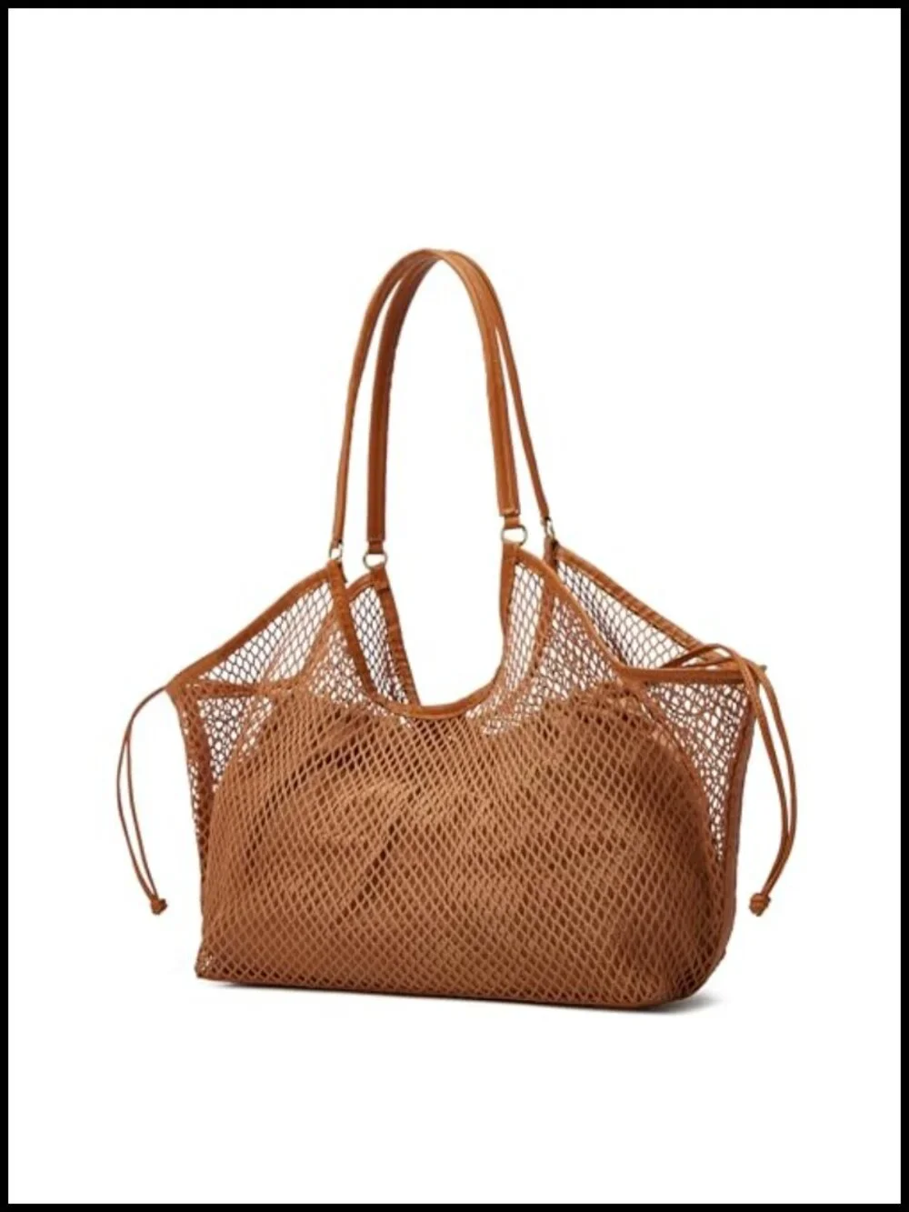 Large Mesh Hobo Bag for Women with Inner Pouch, Magnetic Closure, Lightweight
